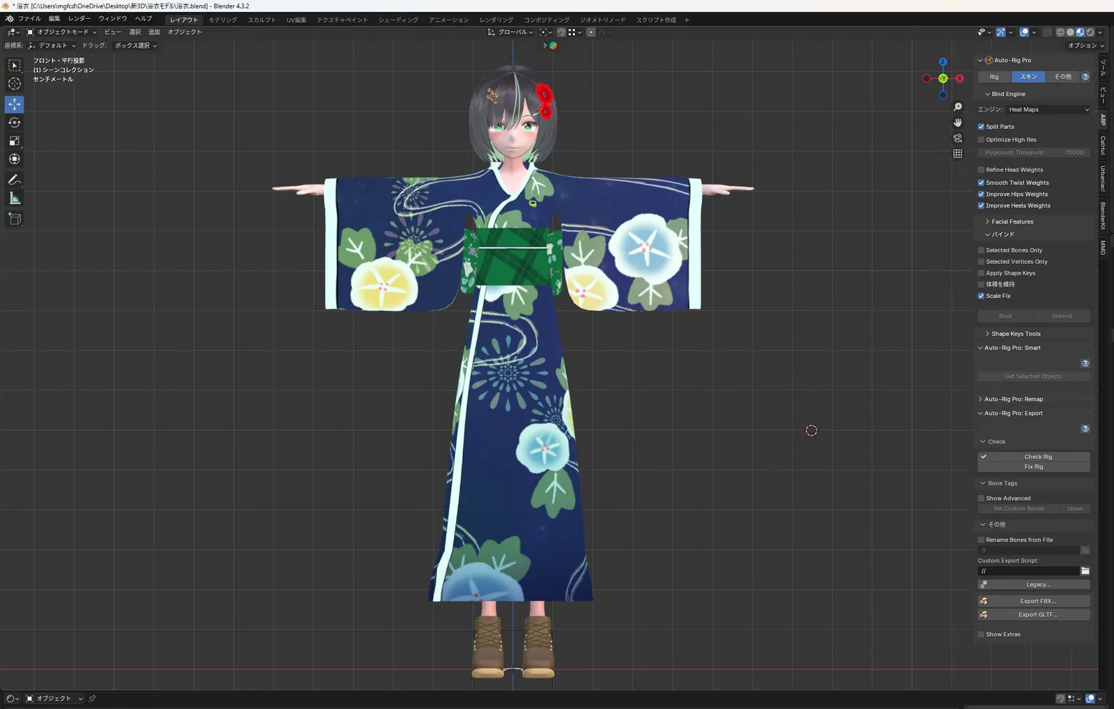 着物リギング作業中